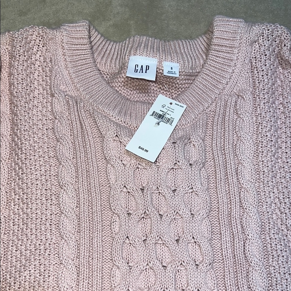 GAP Pink Crew Neck Cable Knit Sweater - Picture 2 of 3